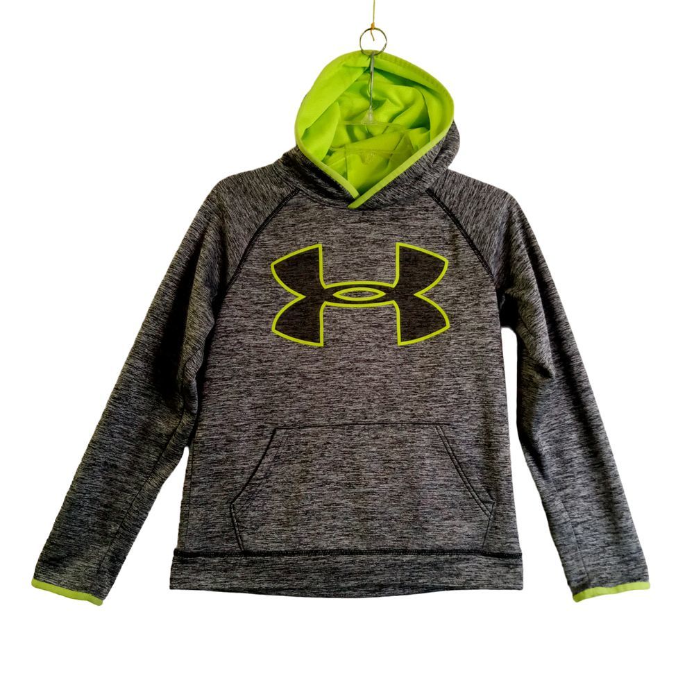 Under‎ Armour Youth Large Hoodie Polyester Log Sleeve Gray Pullover